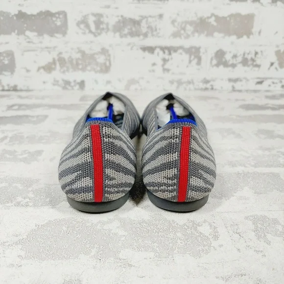 NEW Rothy's The Flat Grey Zebra Knit Round Toe Slip On Loafers O258